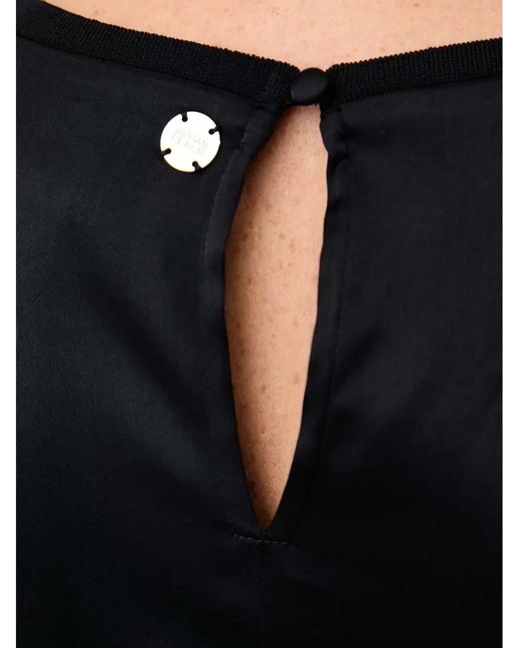 Silvian Heach Black Satin-Finish Short-Sleeve Top