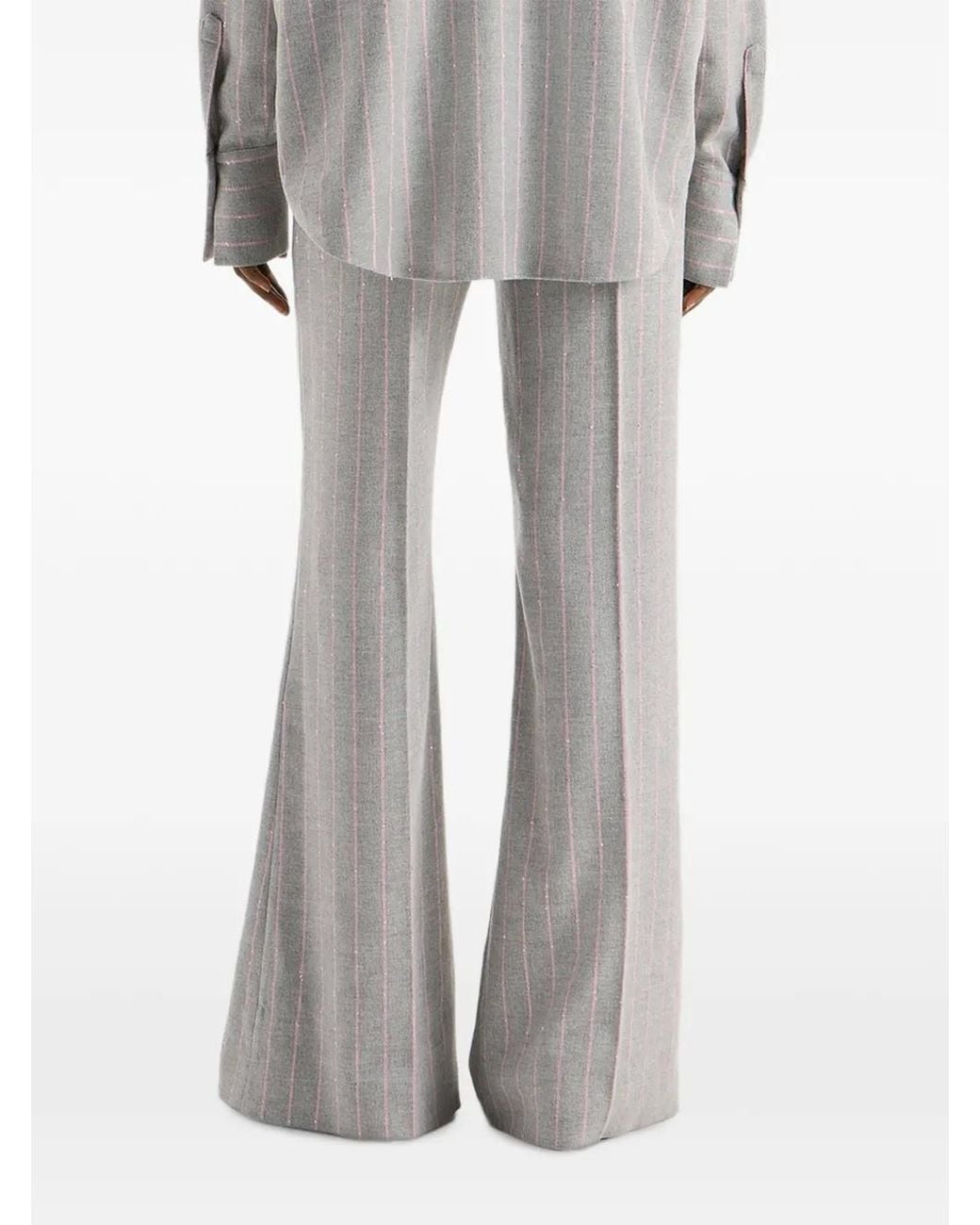 Genny Gray Pinstriped Sequin-Embellished Trousers