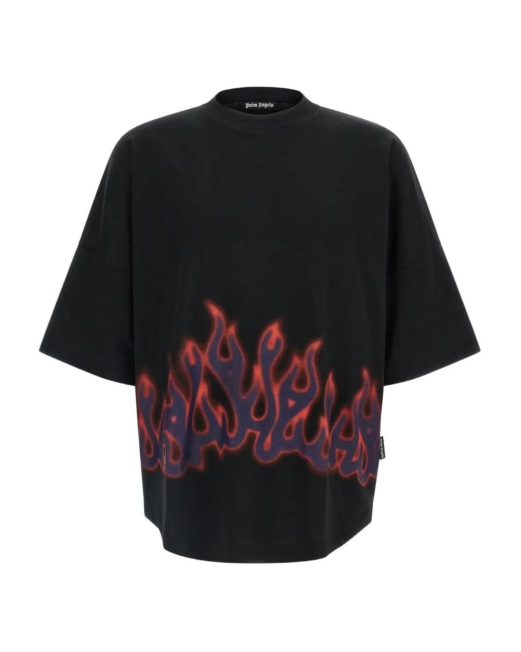 Palm Angels Black 'Flames' T-Shirt for men