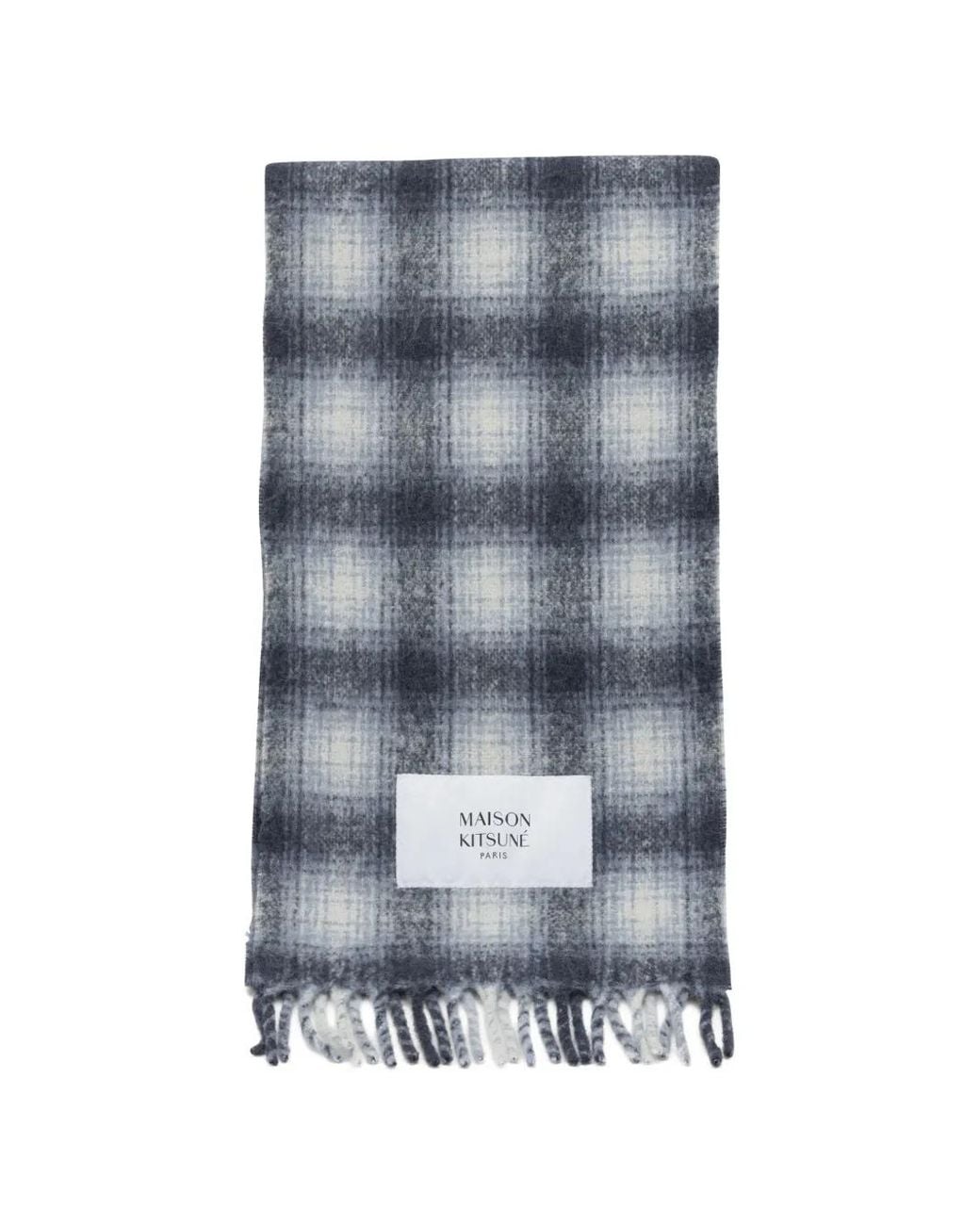 Maison Kitsuné Blue Écharpe Frangée À Carreaux