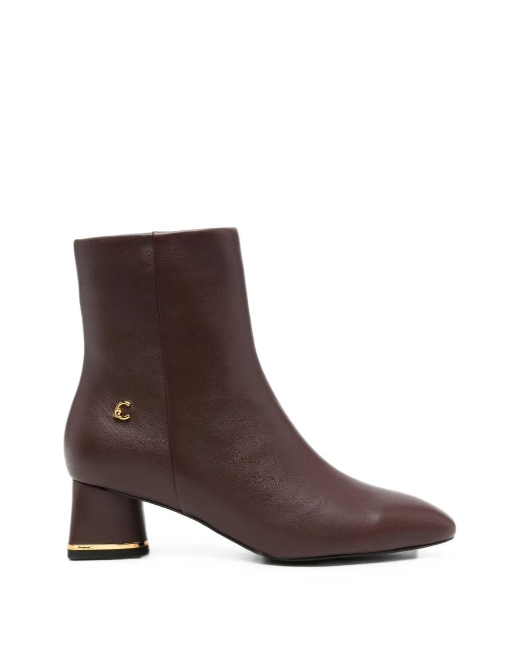 Coccinelle Brown Bottines En Cuir À Plaque Logo
