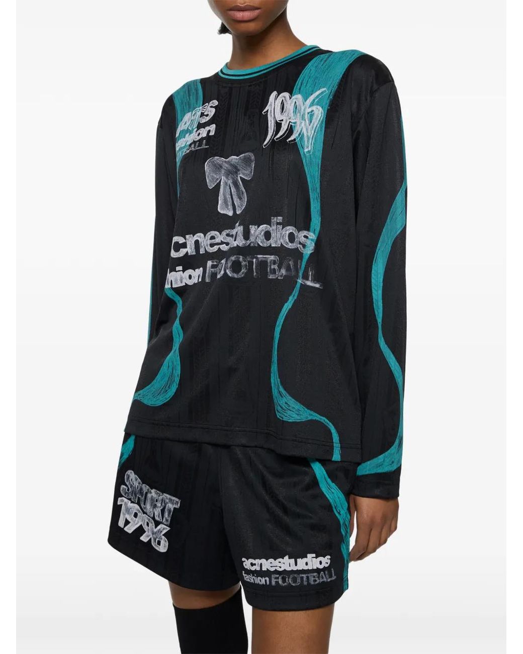 Acne Green Sports Jersey Graphic T-Shirt