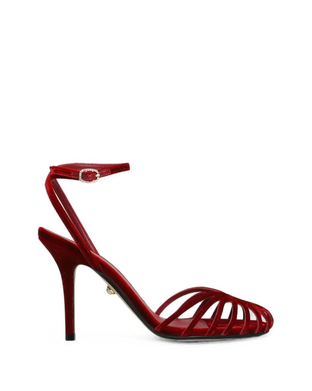 ALEVI Red Sandales En Velours À Brides