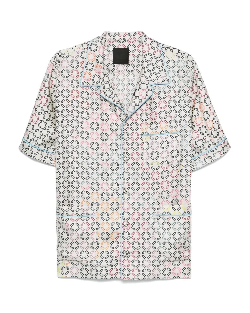 Givenchy White Logo Print Shirt for men
