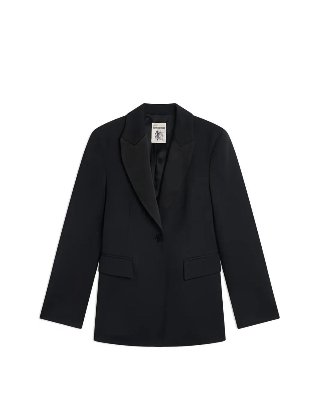 Semicouture Black Rachyl Satin-Lapel Blazer
