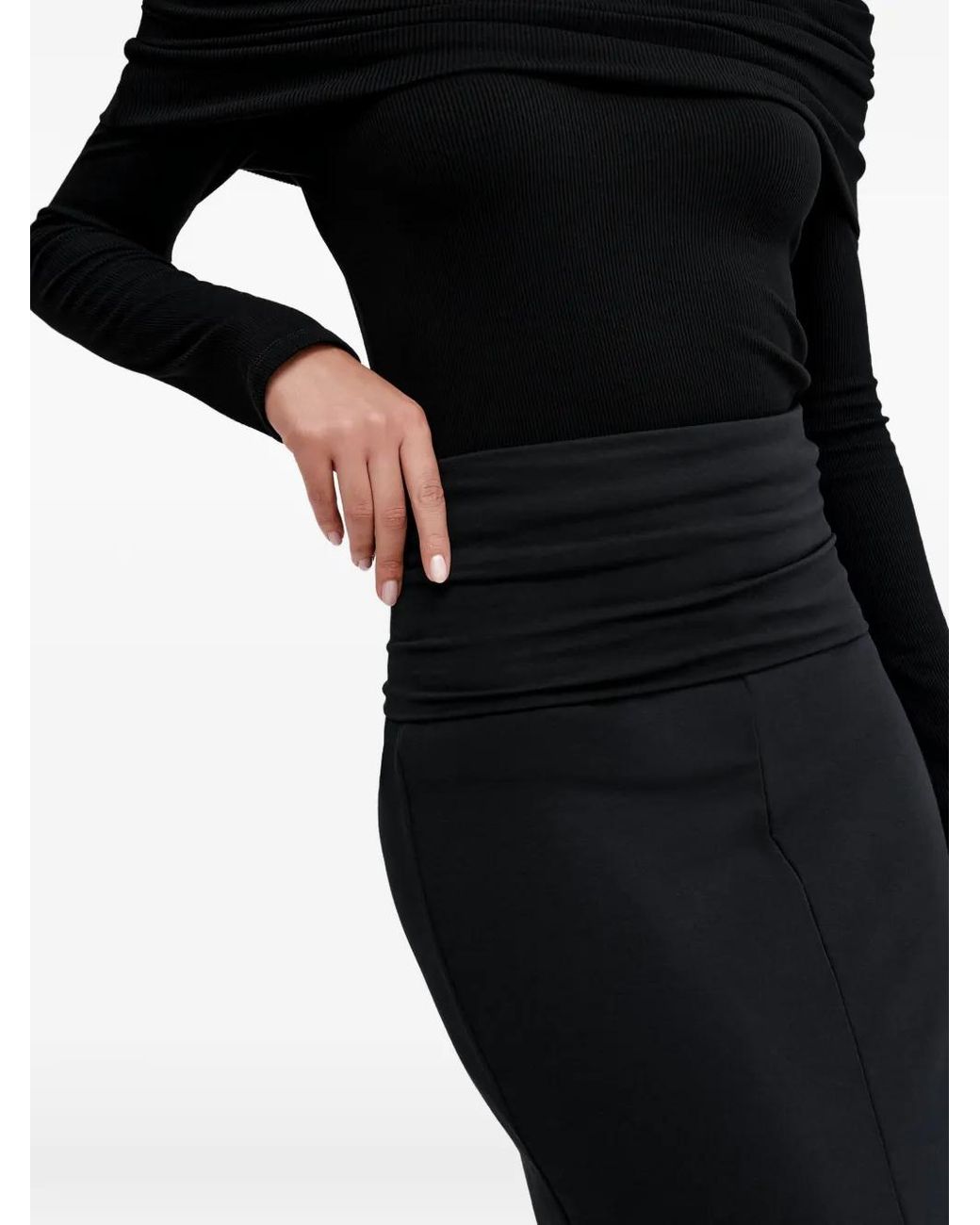 MARCELLA Black Belmont Slit Midi Skirt