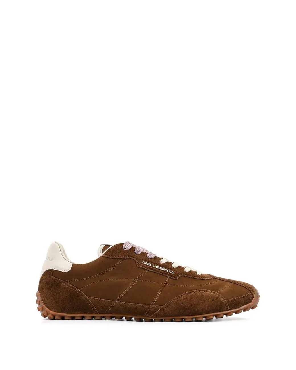 Karl Lagerfeld Brown Suede-Panelled Logo-Detail Sneakers for men