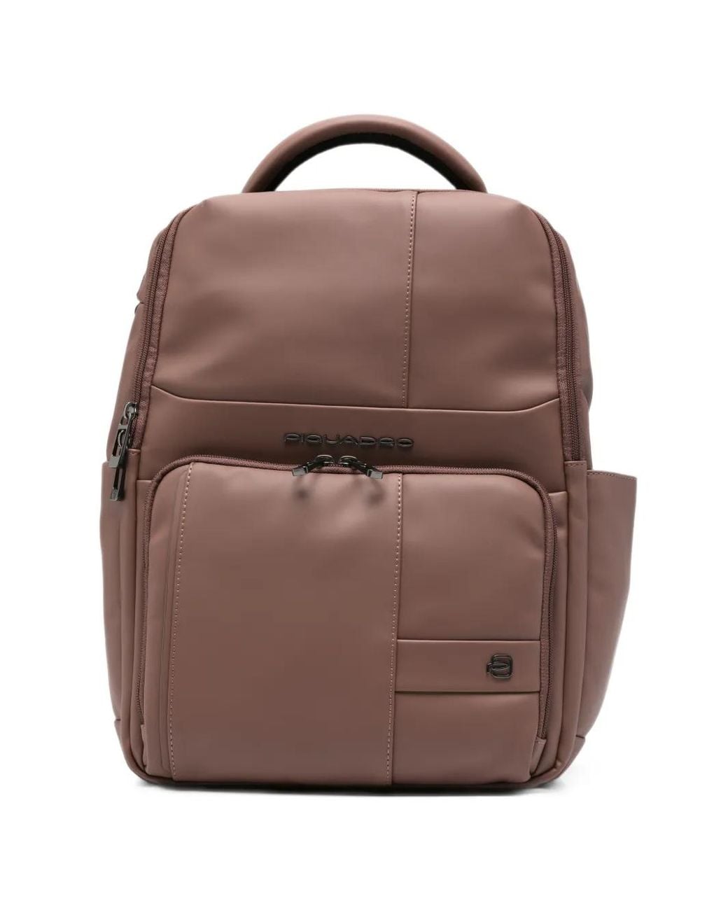 Piquadro Brown Wollem Rubber Logo-Plaque Zipped Backpack