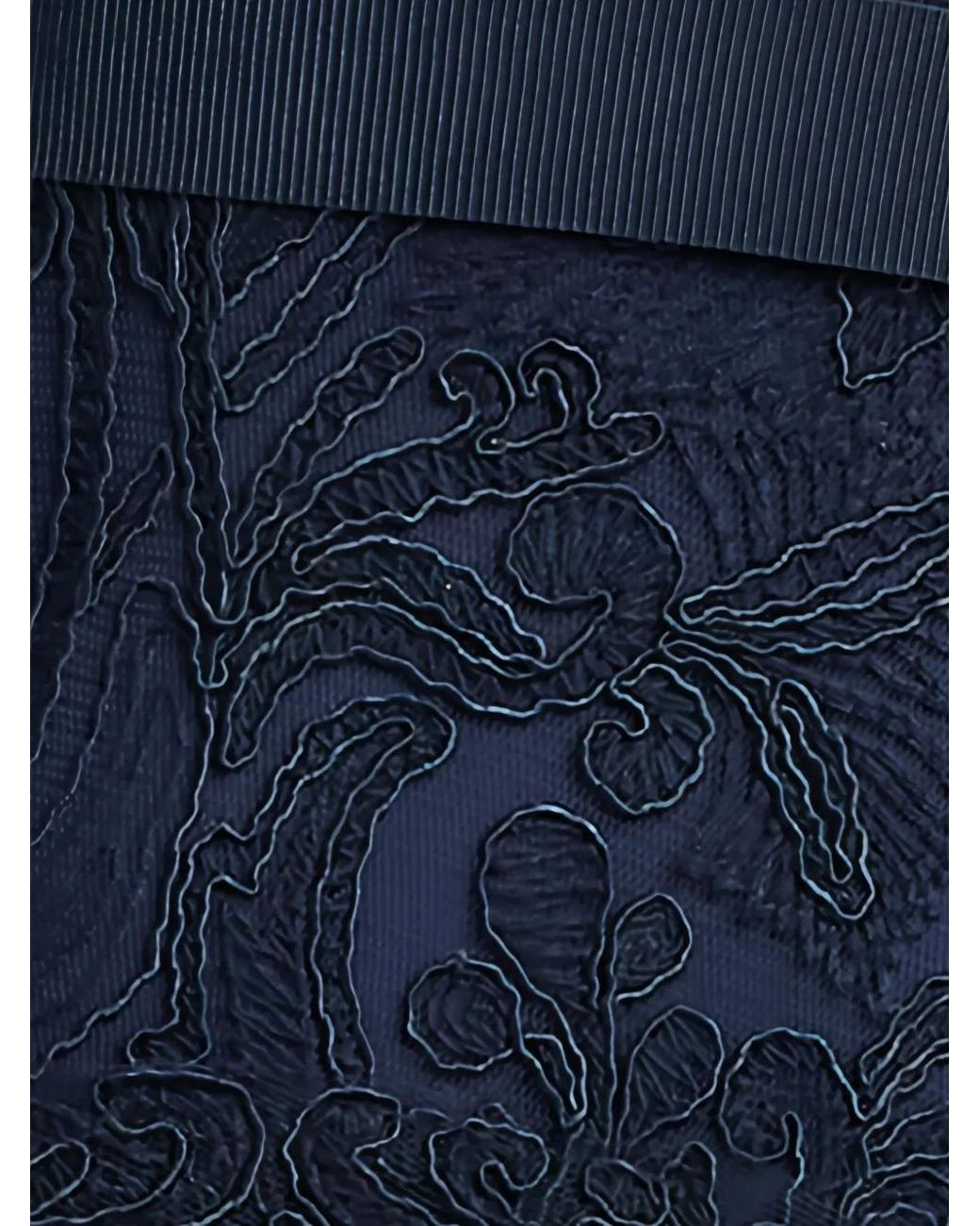 Tadashi Shoji Blue Embroidered Pleated Midi Dress