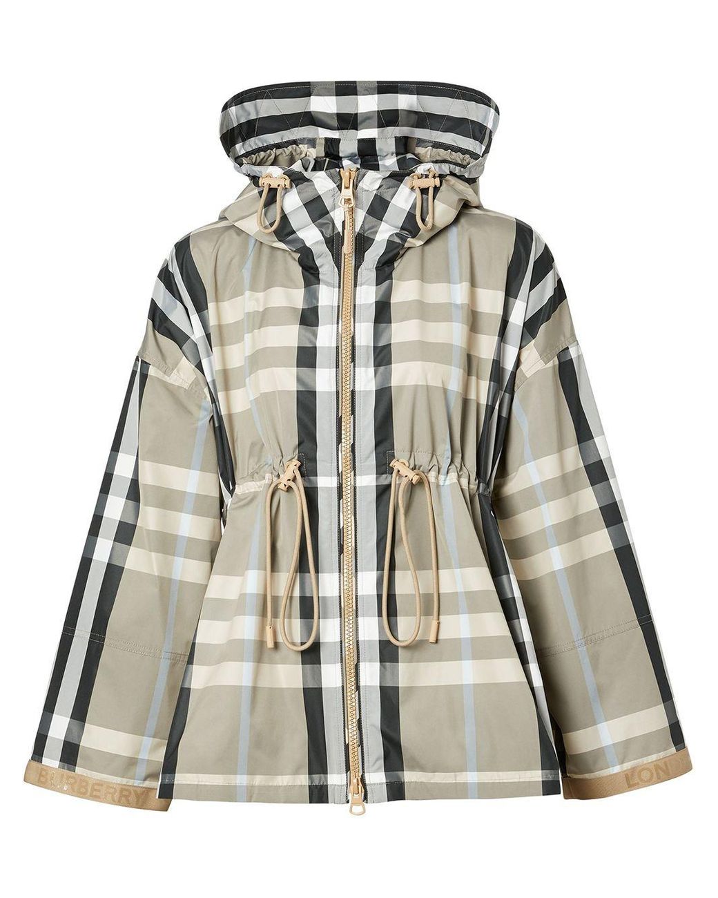 Burberry Check-print Hooded Jacket in White - Lyst