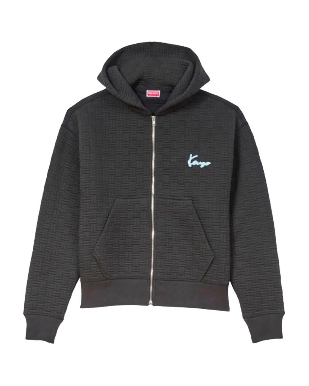 KENZO Black Quilted Zip-Up Hoodie for men