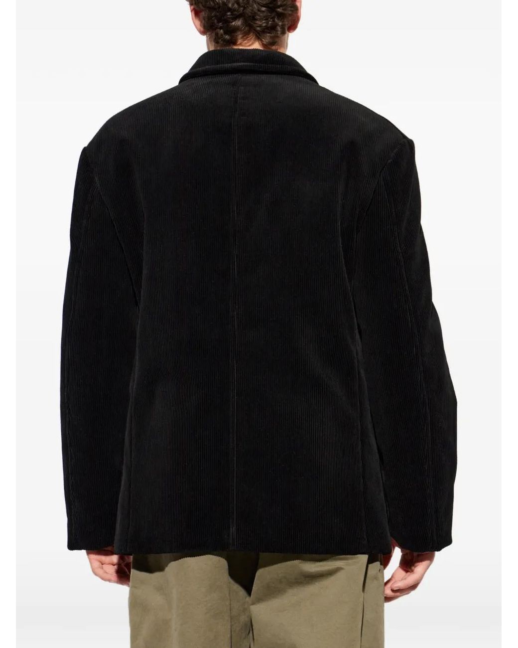 Jil Sander Black Corduroy Button-Up Blazer for men
