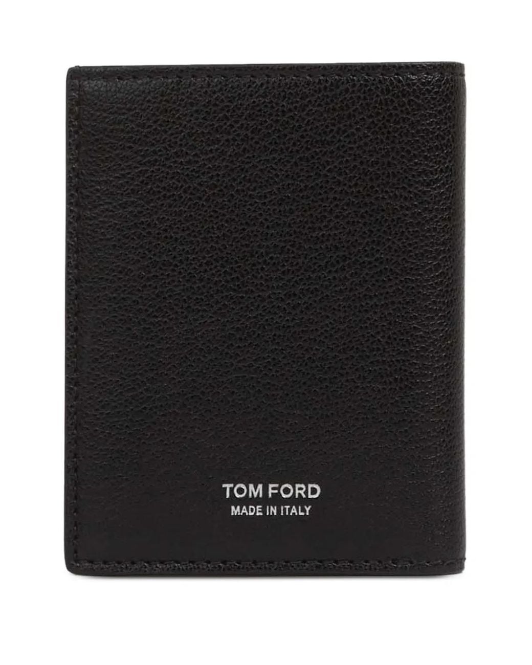 Tom Ford Black Embossed-Logo Foldable Leather Cardholder for men