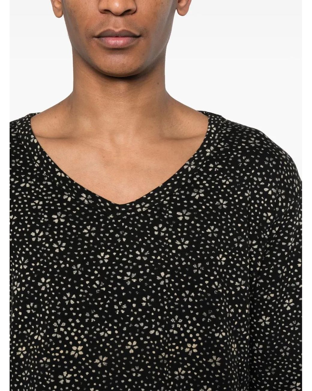 Yohji Yamamoto Black Abstract-Print T-Shirt for men