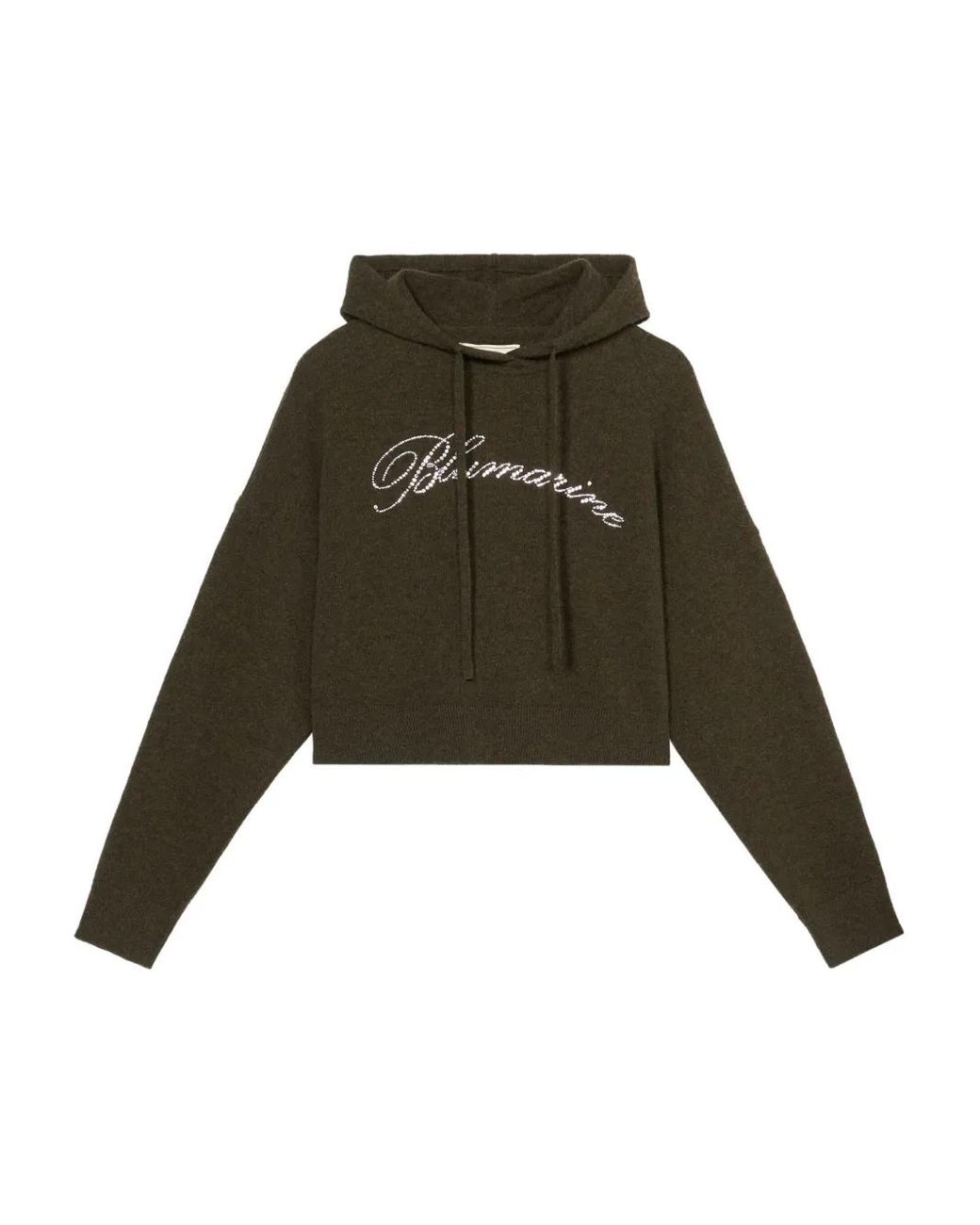 Blumarine Green Cropped Logo-Embellished Hoodie