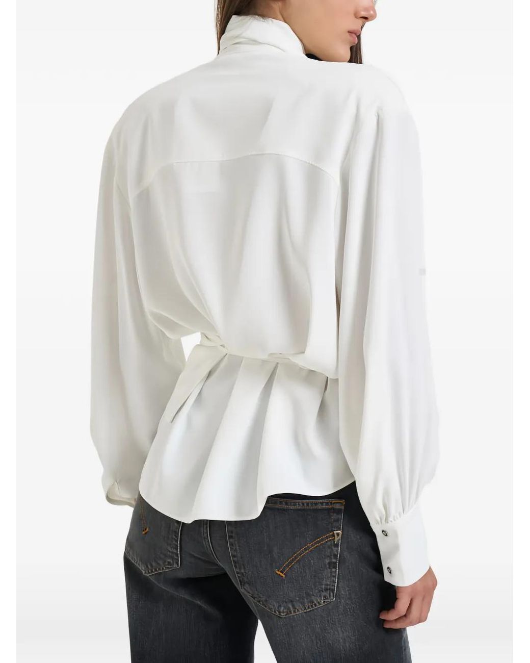 IRO White Wrap-Style Scarf-Detail Shirt