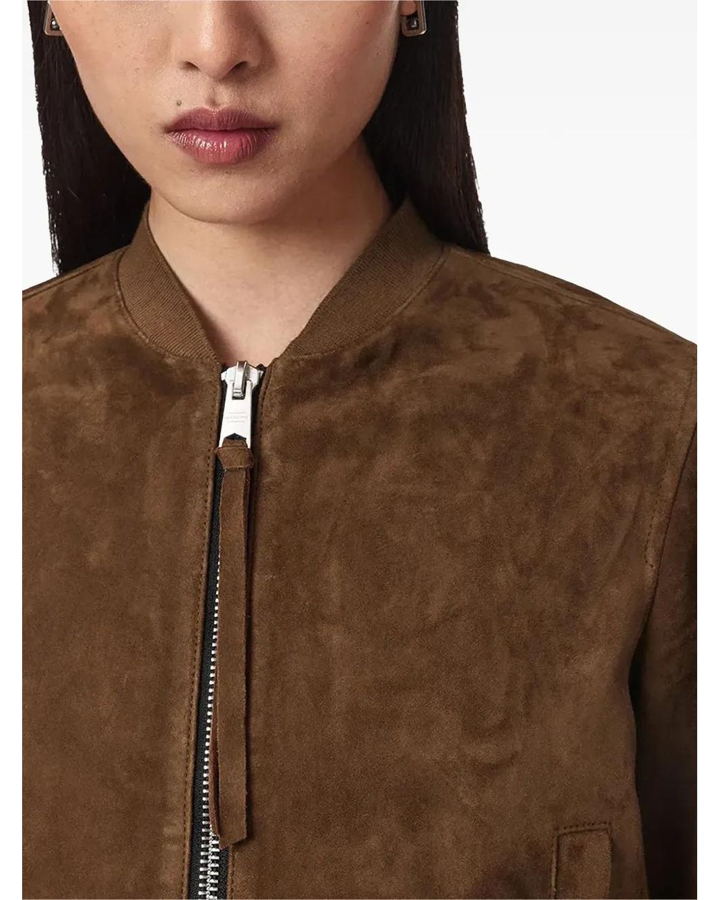 AllSaints Brown Orten Suede Bomber Jacket