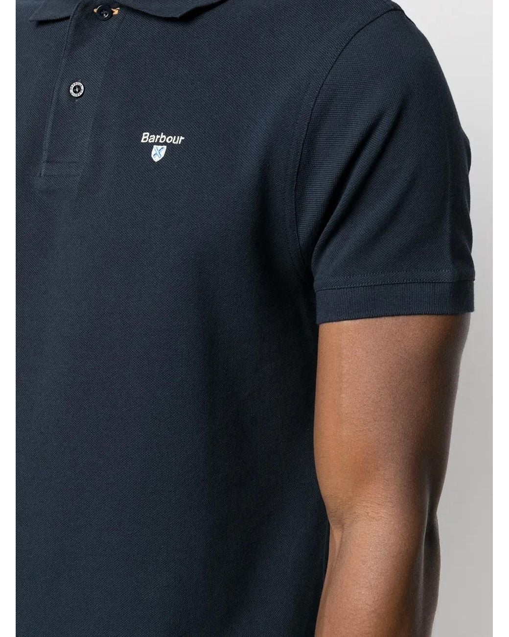 Barbour Blue Tartan Pique Polo for men