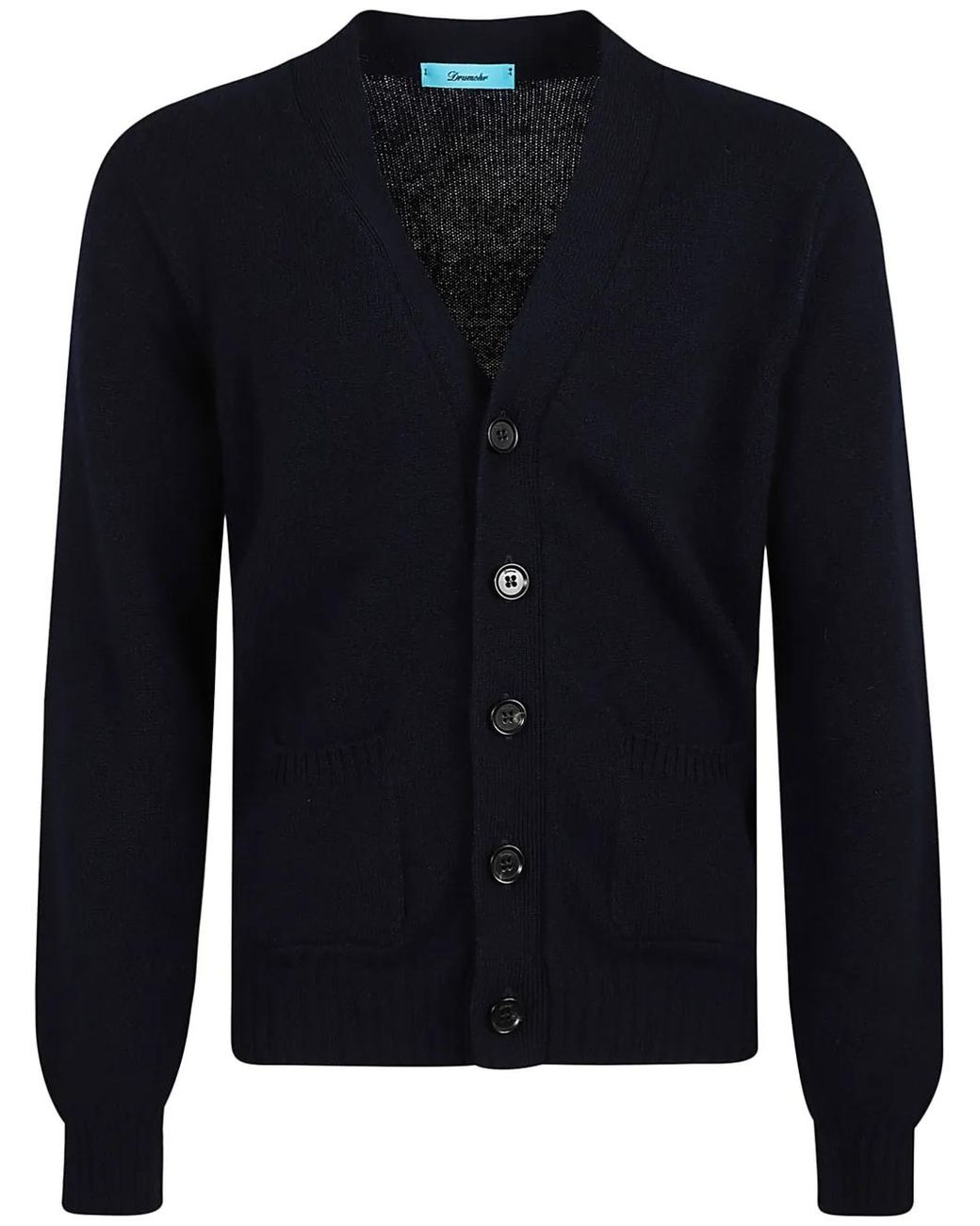 Drumohr Blue V-Neck Lambs-Wool Cardigan for men