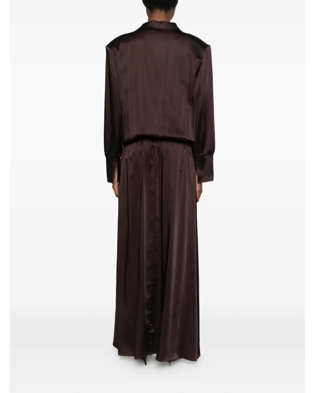 Carla G Brown Satin-Finish Side-Slit Maxi Dress