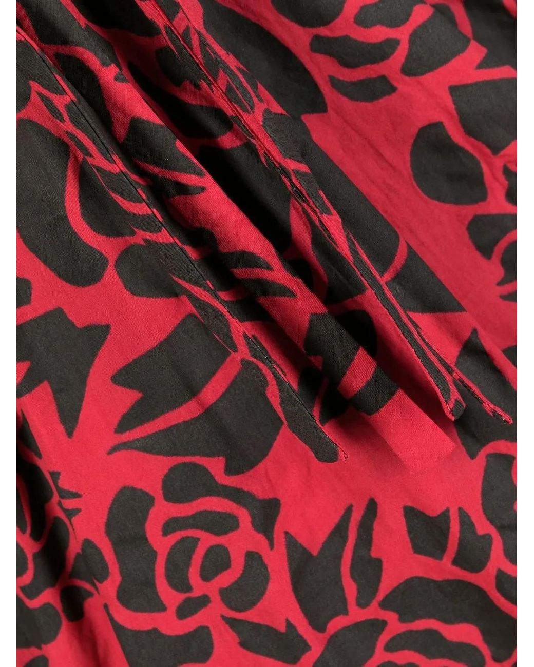 Philosophy Di Lorenzo Serafini Red Puff-Sleeved Draped Dress