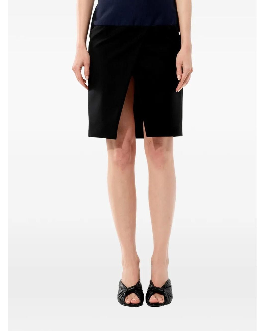 Balenciaga Black Wrap-Front Pencil Skirt