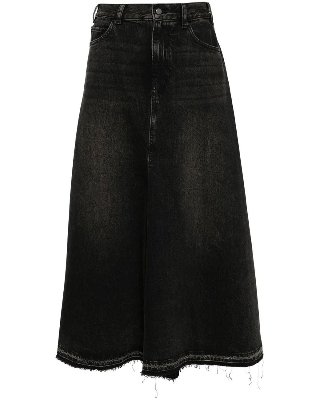 JNBY Black Distressed Maxi Denim Skirt