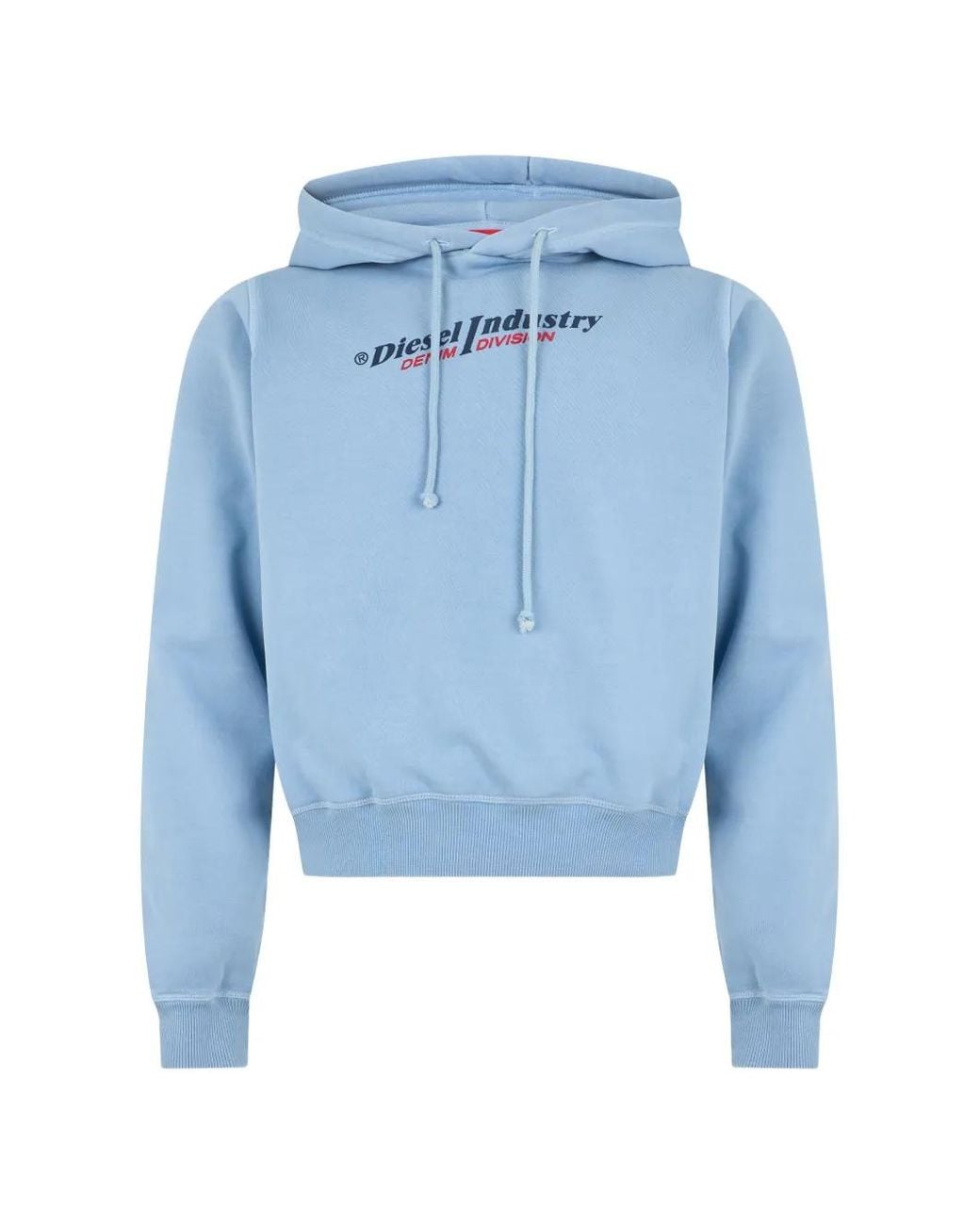 DIESEL Blue Cropped Logo-Print Hoodie