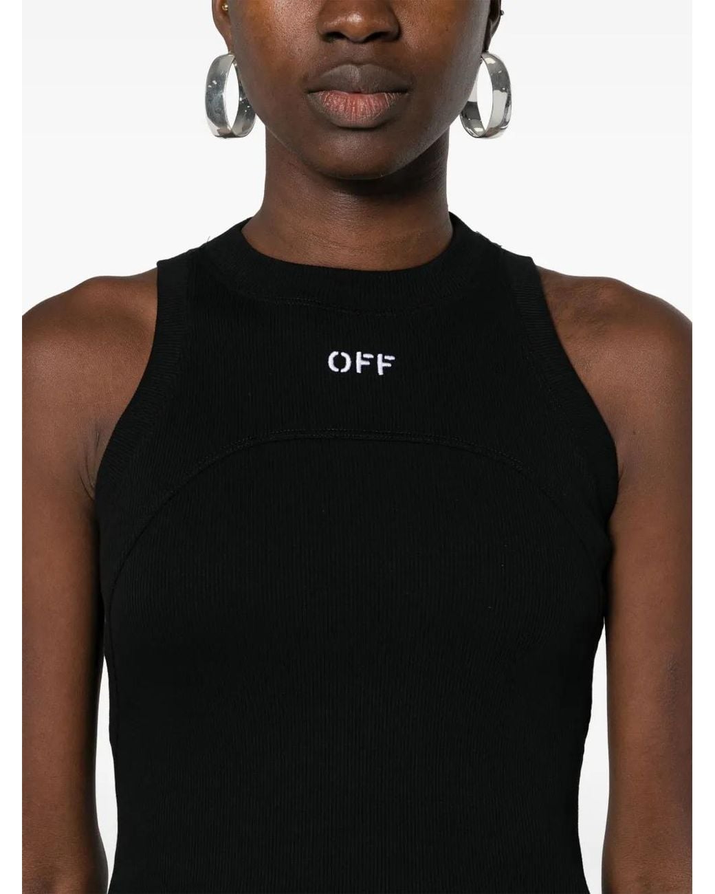 Off-White c/o Virgil Abloh Black Logo-Embroidered Ribbed Tank Top