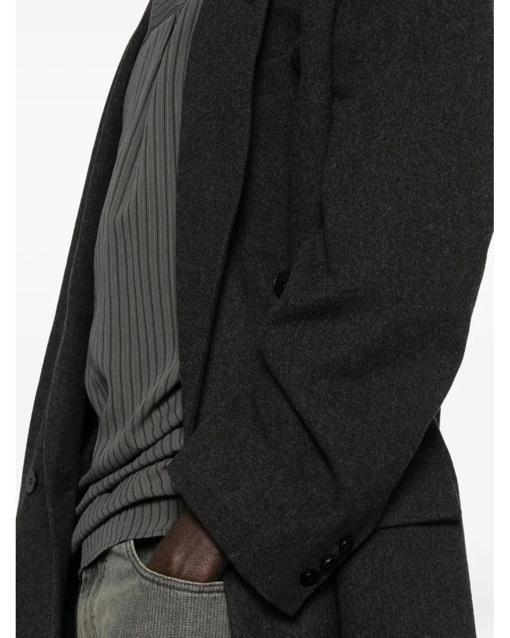 Magliano Black Double-Breasted Wool Coat