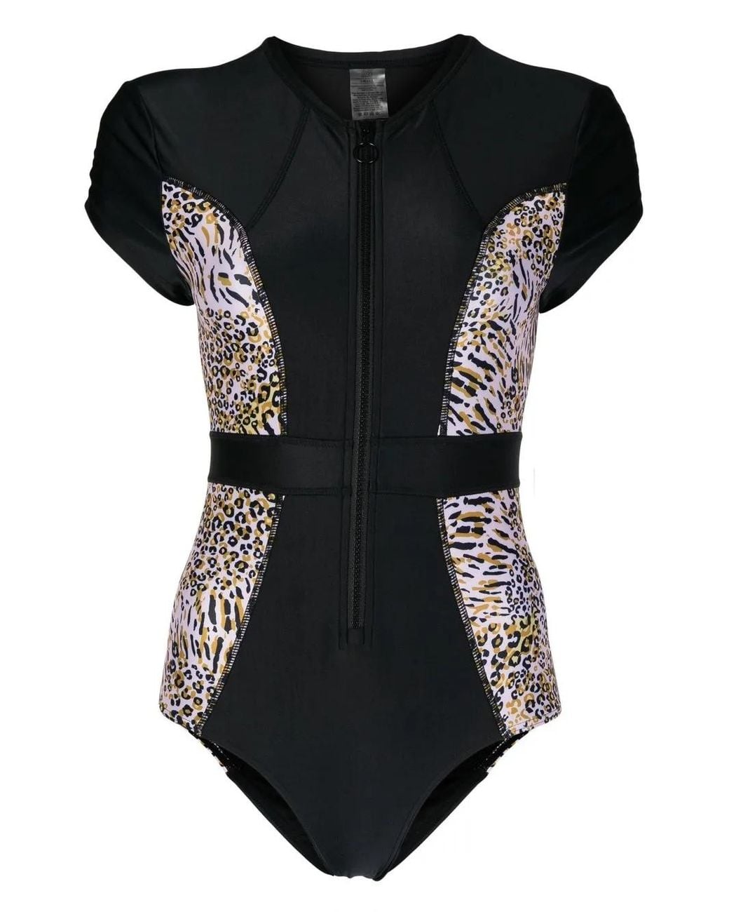 Duskii Black Leopard-Print Cap-Sleeve Spring Suit