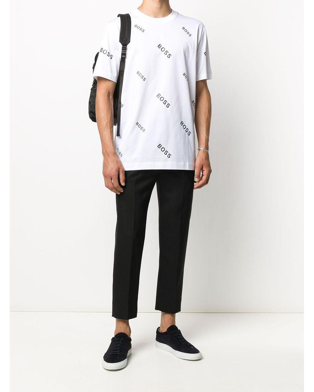 BOSS All-over Logo Print T-shirt in White for Men | Lyst Canada BOSS All-over Logo Print T-shirt in White for Men | Lyst Canada