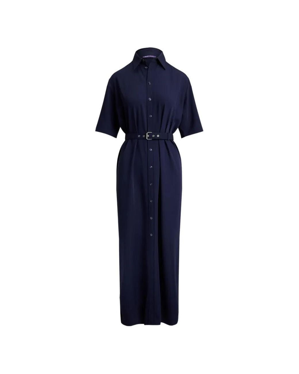 Ralph Lauren Blue Carol Belted Short-Sleeve Dress