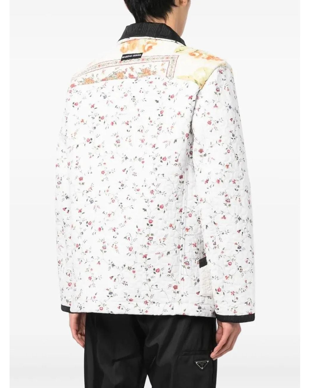 MARINE SERRE White Floral-Patchwork Quilted Jacket for men