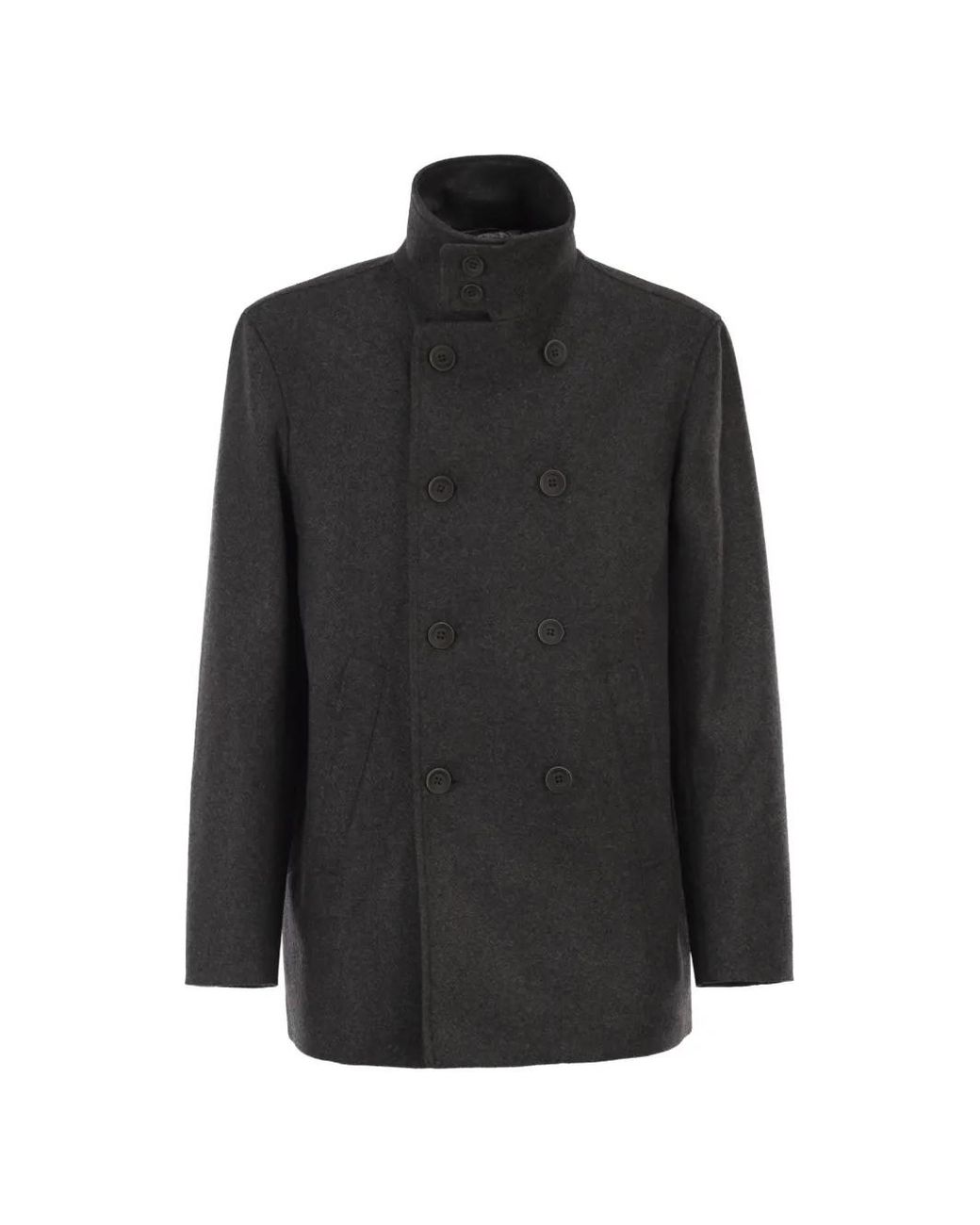 Herno Black Double-Breasted Coat for men