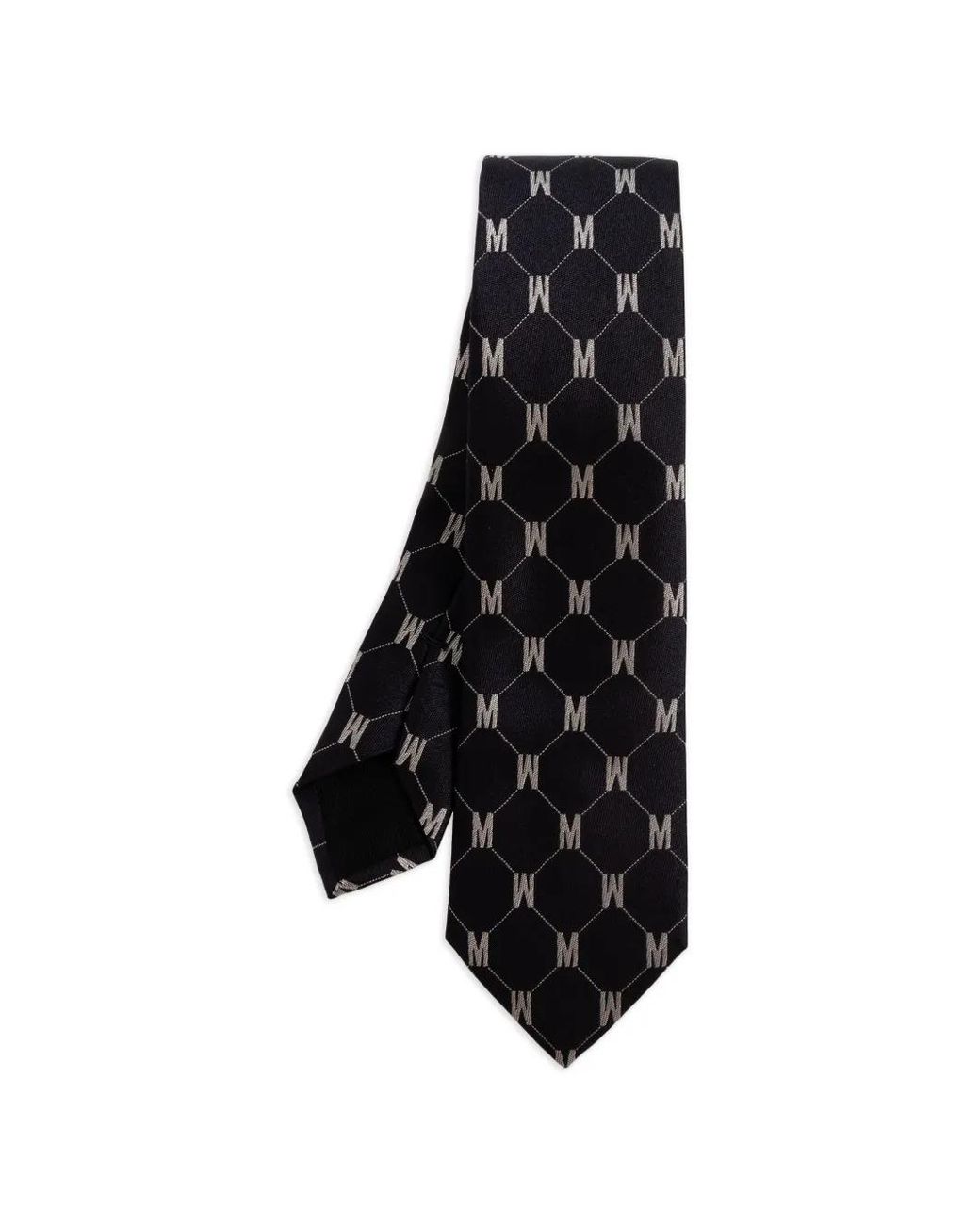 Moschino Black Silk Tie With Monogram for men