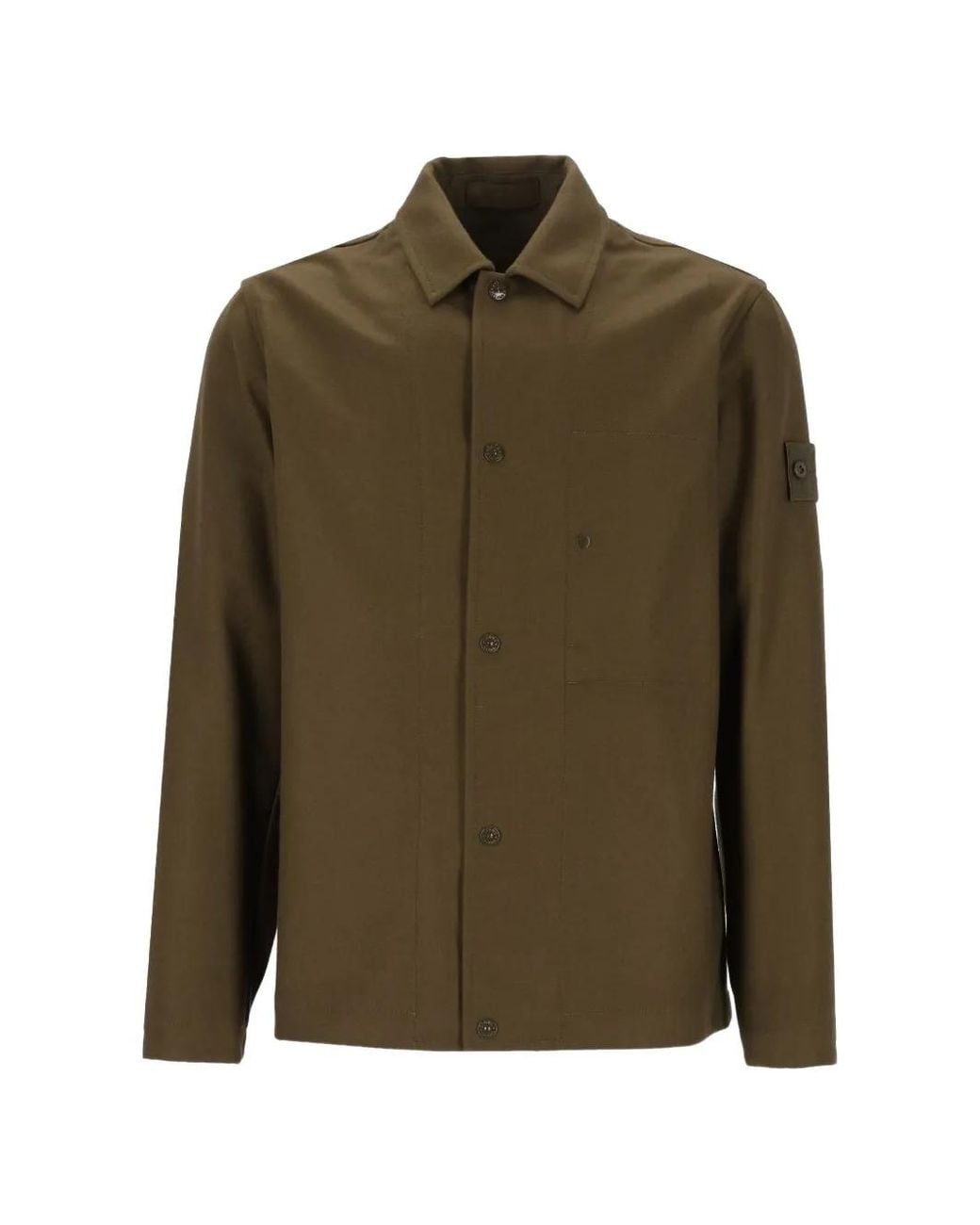 Stone Island Green 1200020 Wool Nylon Flannel_S.I. Ghost Overshirt for men