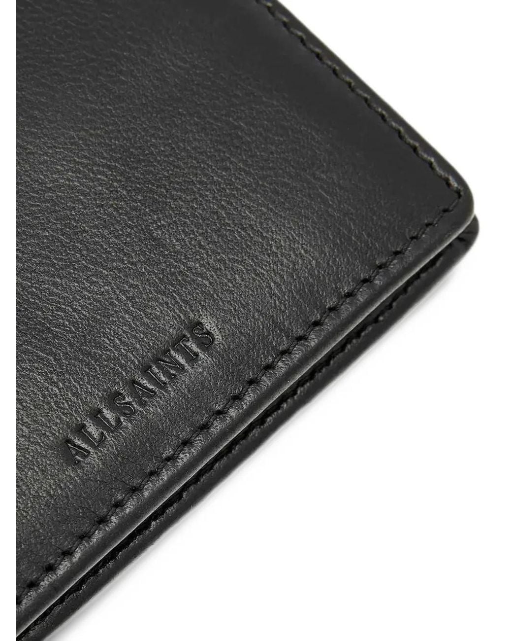 AllSaints Black Delph Bi-Fold Leather Wallet for men