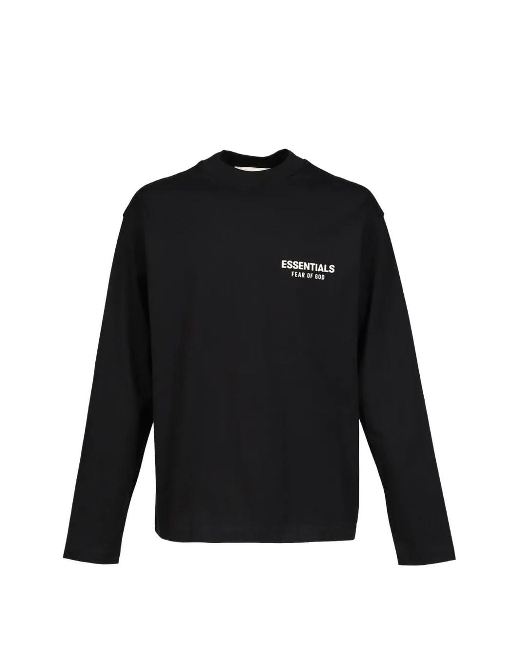 Essentials Black Logo-Print Long-Sleeve T-Shirt for men