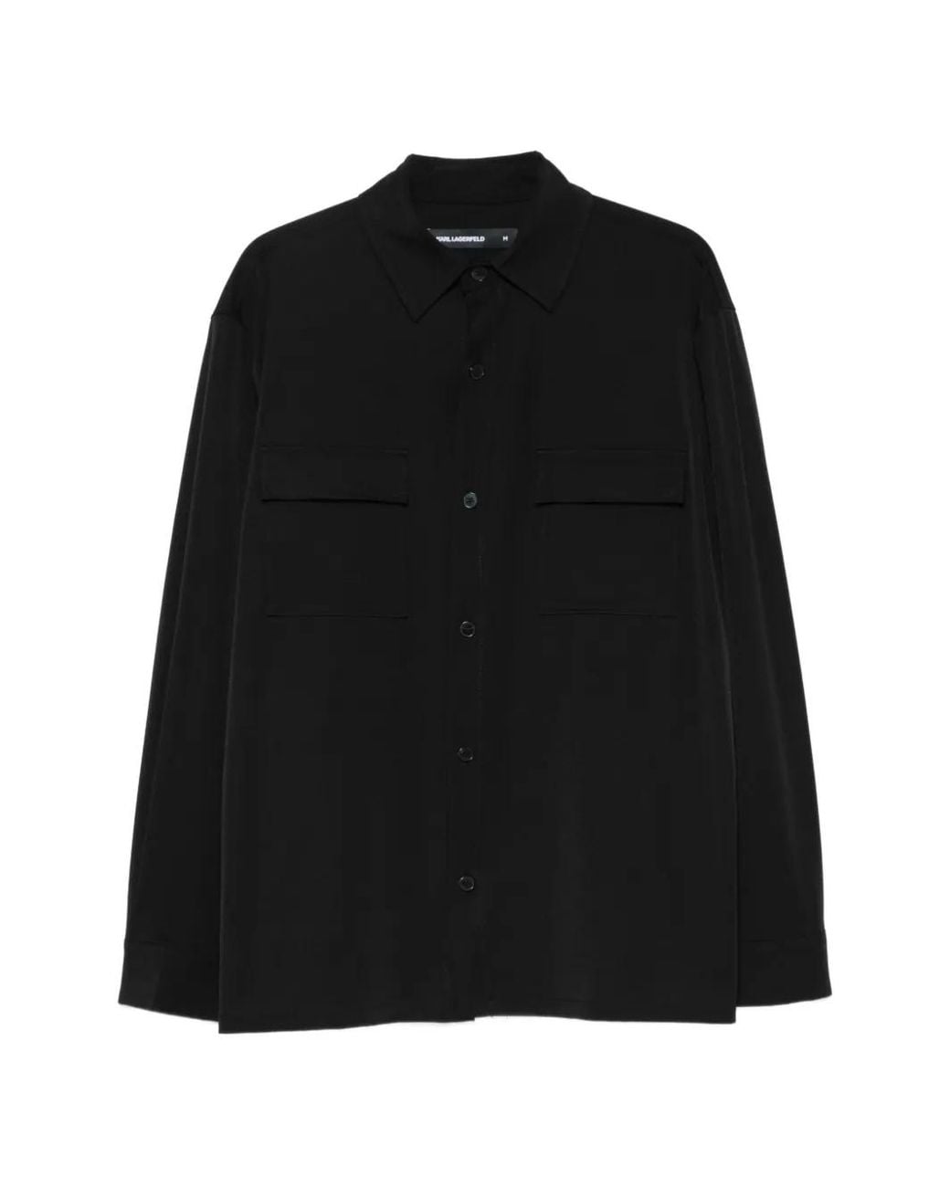 Karl Lagerfeld Black Flap-Pocket Overshirt for men