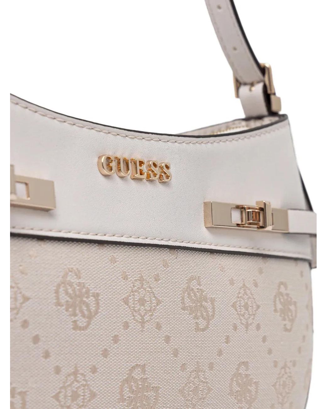 Guess White Monogram Hardware Tote Bag