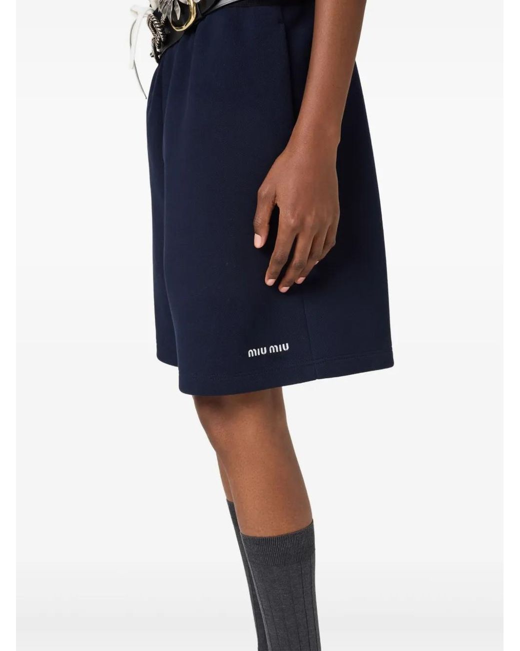 Miu Miu Blue Cotton-Jersey Short