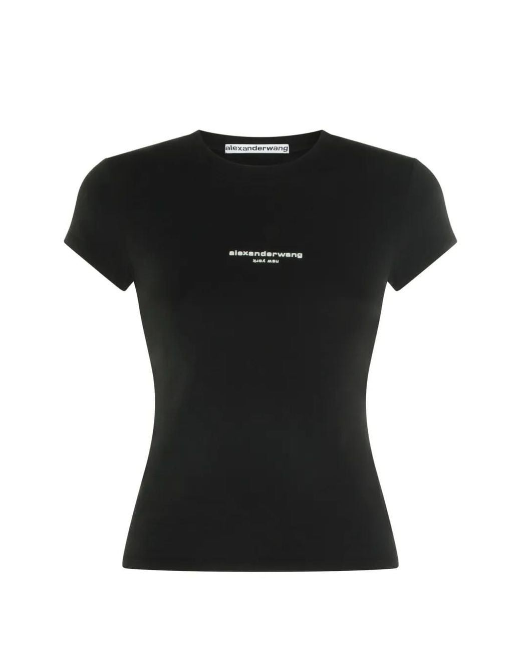 Alexander Wang Black Logo Print Fitted T-Shirt