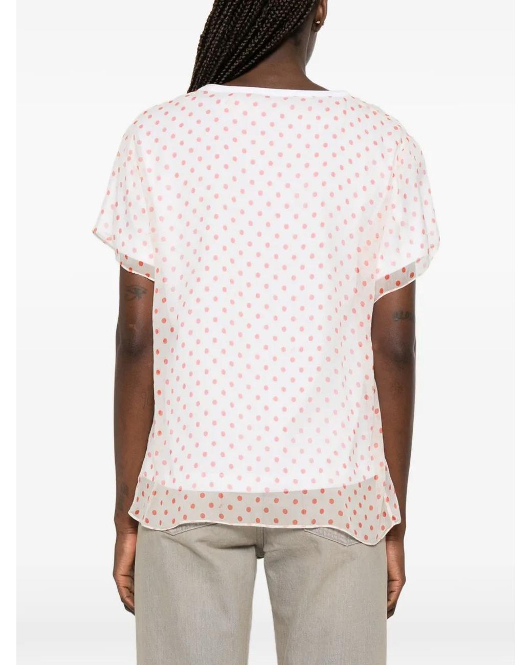 N°21 Pink Polka-Dot Sheer T-Shirt