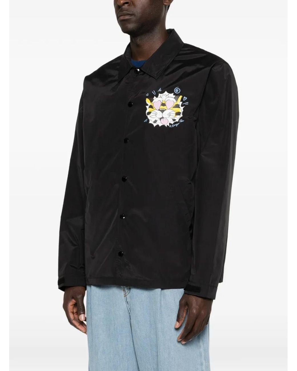 KENZO Black Buttoned Shirt Jacket for men