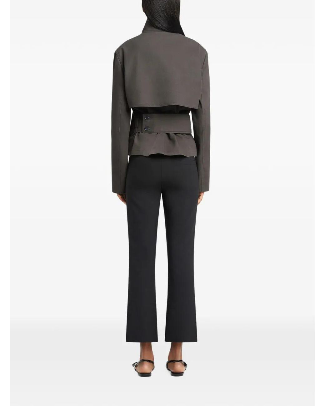 Courreges Gray Buckle Short Cotton Trench Coat