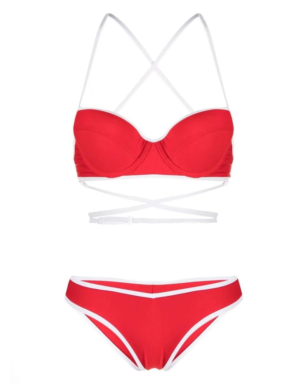 Noire Swimwear Red Balconette Two-Piece Bikini Set