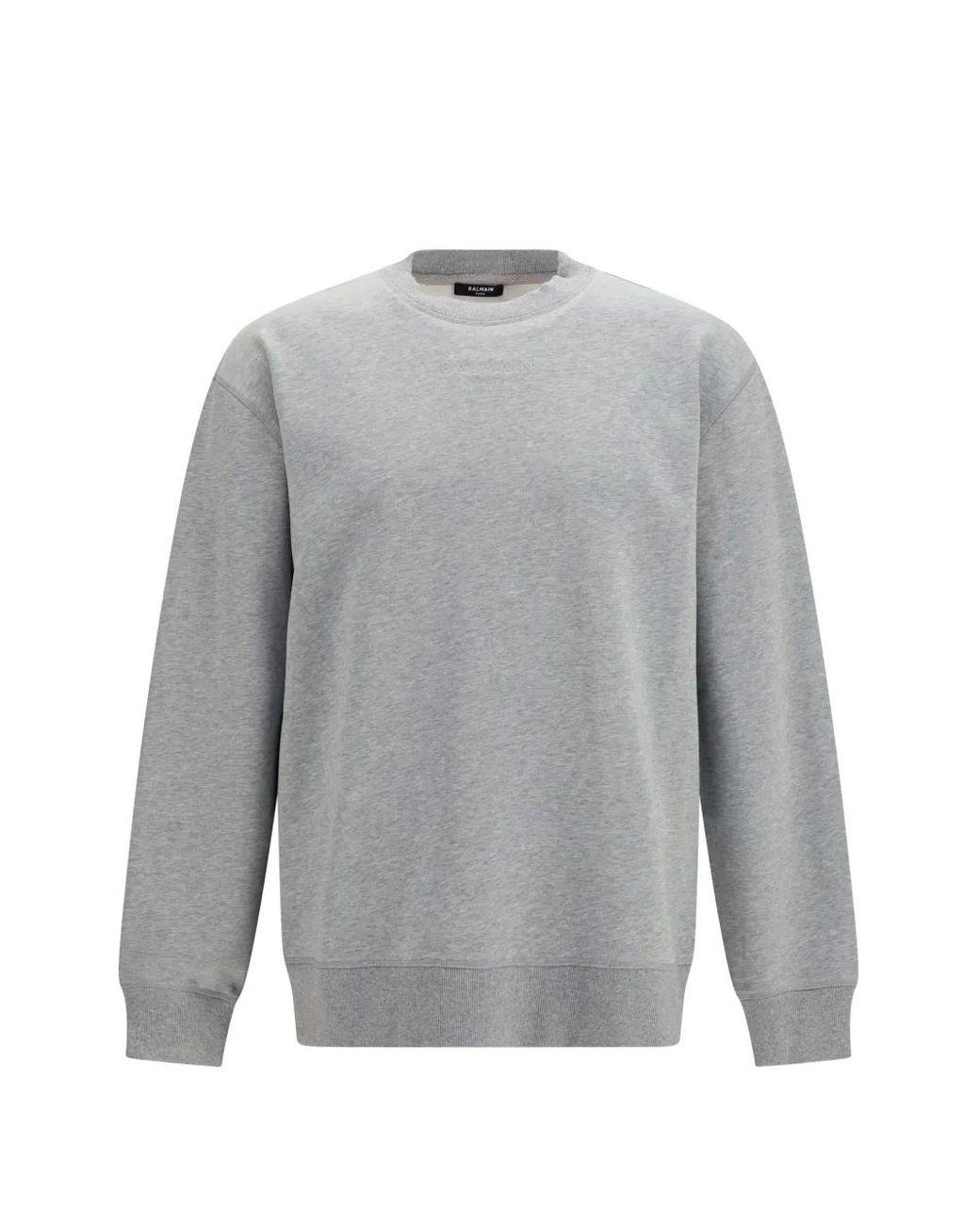 Balmain Gray Embroidered-Logo Sweater for men