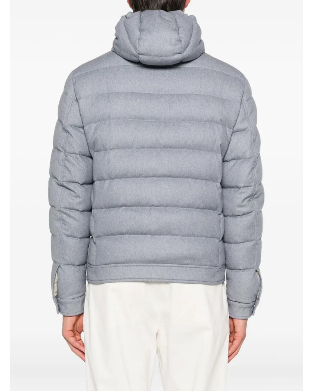 Eleventy Gray Hooded Quilted Jacket for men
