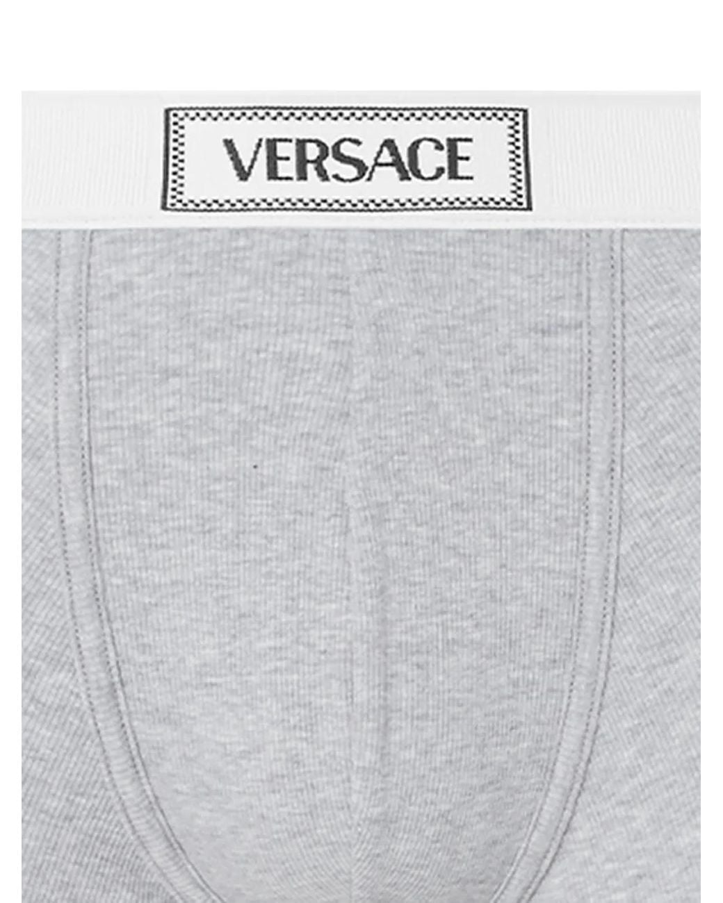 Versace White Cotton Ribbed Trunks for men
